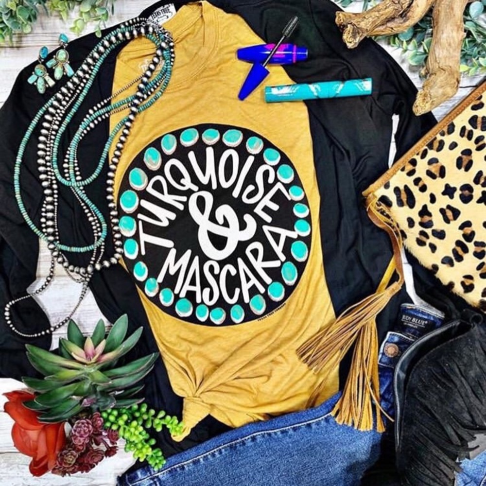 Turquoise & Mascara Tee